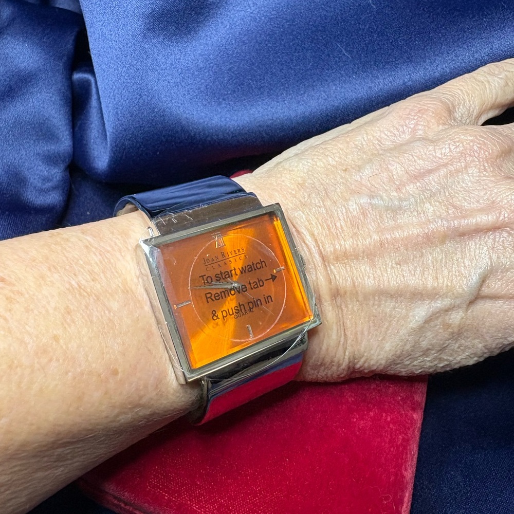 Joan Rivers Classic Contemporary Watch Silver Wide Band